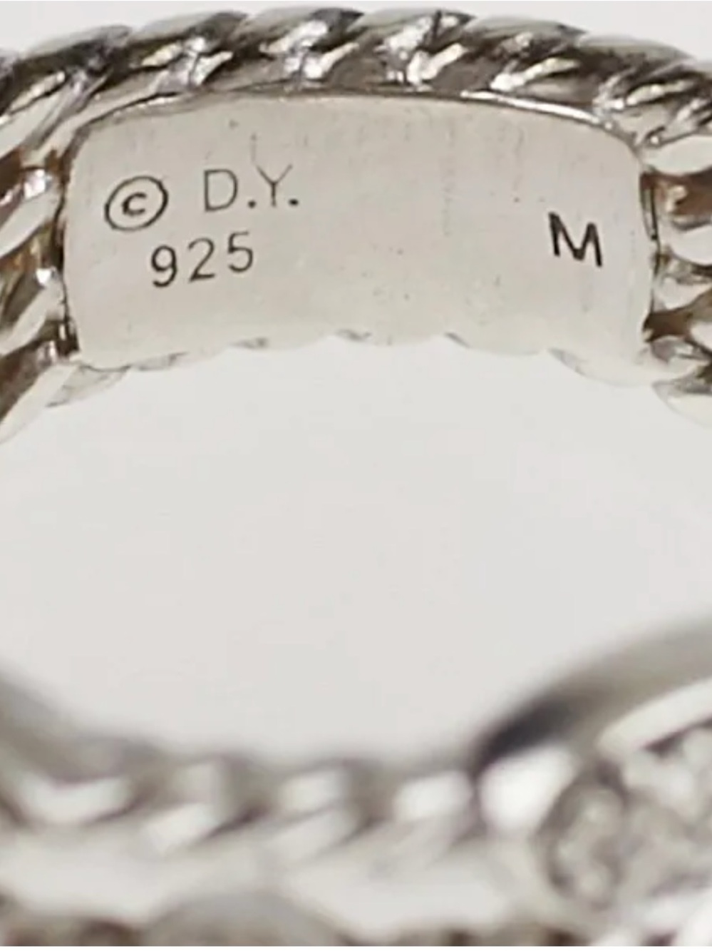 David Yurman Sterling Silver Twisted Rope Pavé Stack Rings - Picture 5 of 5